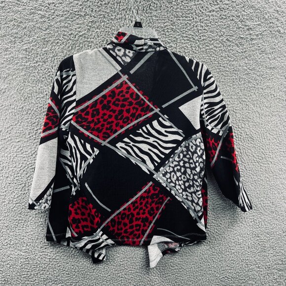 Alfred Dunner Women Top Small Petite Black Red Colorblock 2 Piece Layered Look - Picture 2 of 8